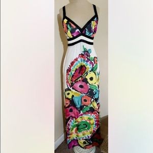 NWT Rare Sue Wong Multi-Colored ‘Painted’ 100% Silk Long Gown SZ-2